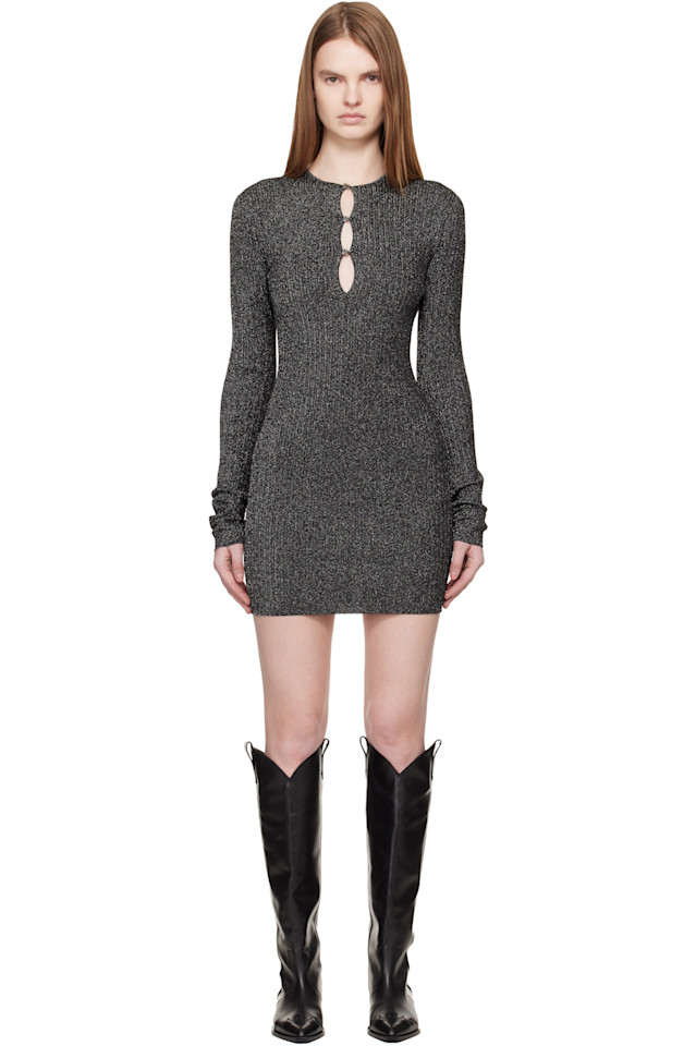 

Серое мини-платье с фурнитурой Amiri, черный