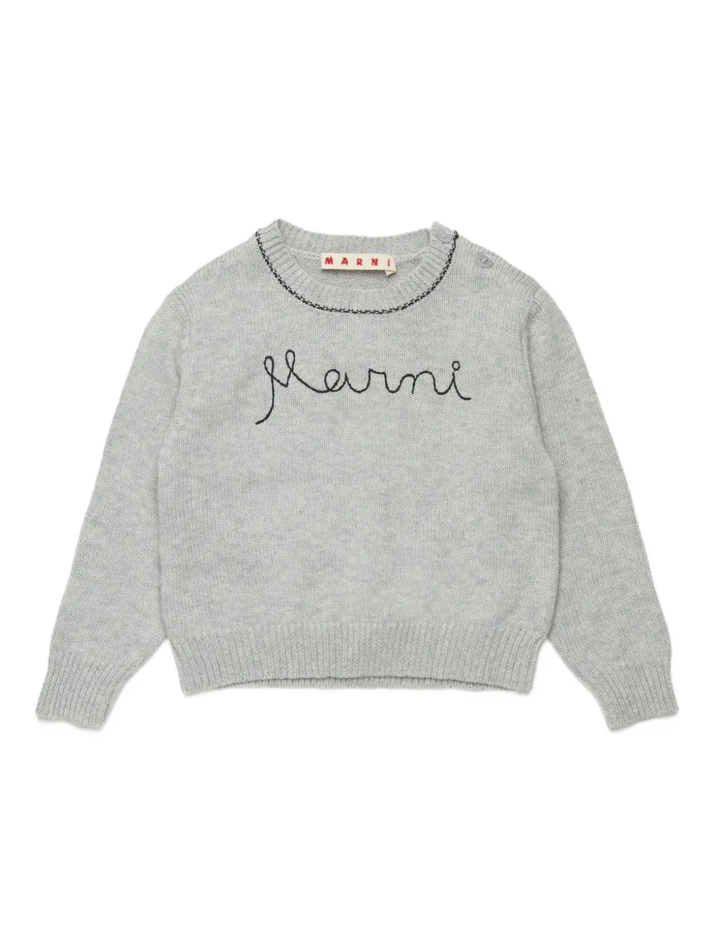 

Свитер с вышитым логотипом Marni Kids, серый