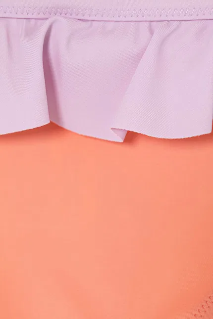 Купальник двухчастный с рюшами детский United Colors of Benetton, оранжевый — фото 3