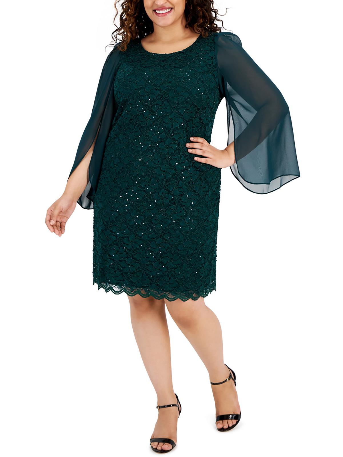 

Плюс Женское Кружевное Платье-футляр До Колена Connected Apparel, цвет hunter green
