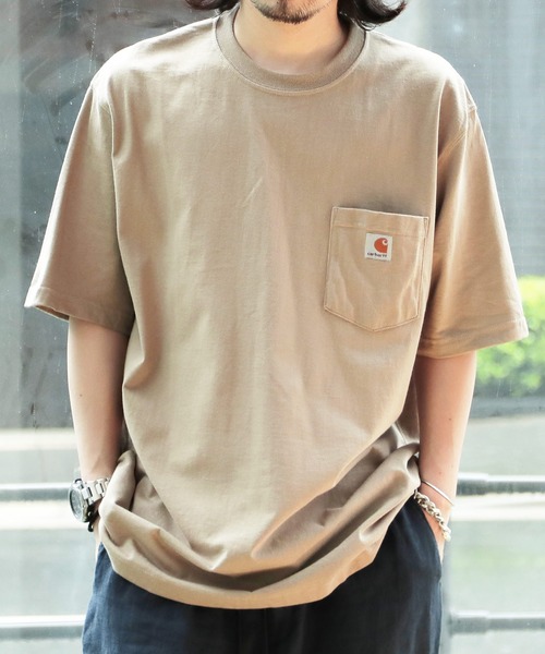 

Футболка рабочая с коротким рукавом, карманами, нашивкой с логотипом Carhartt, бежевый