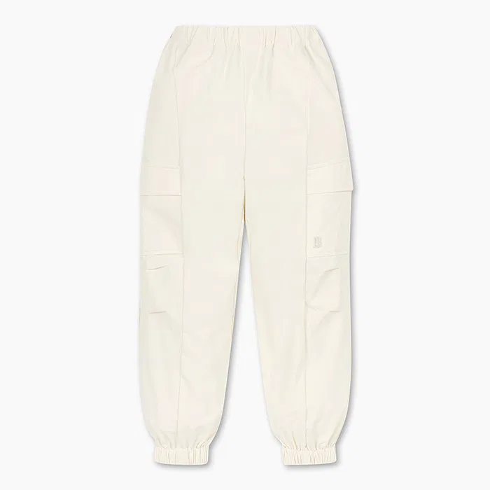 Детские джоггеры из синтетической ткани цвета айвори от Benetton Kids