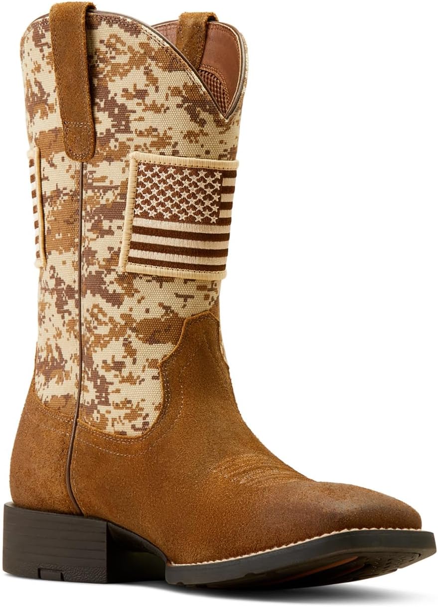 Мужские спортивные вестерн-бутсы ARIAT Patriot, Antique Mocha Suede/Sand Camo Print — фото 4