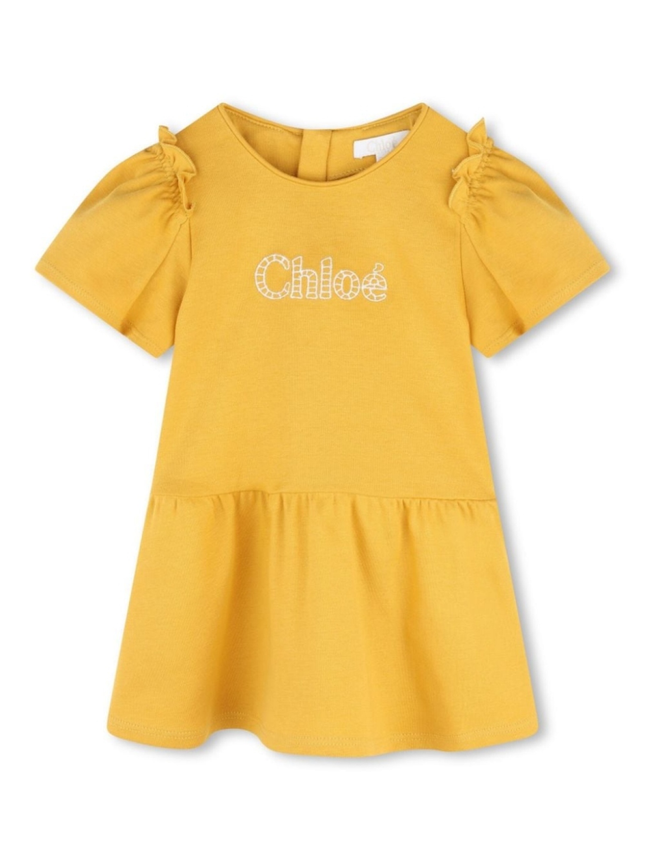 

Chloé Kids платье из органического хлопка с вышитым логотипом, желтый