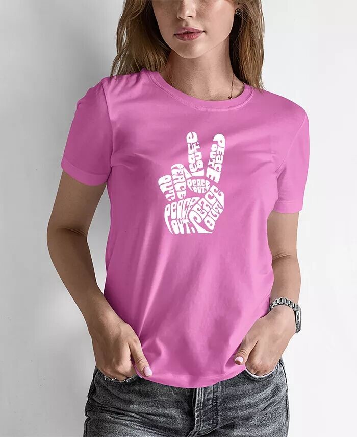 

Женская футболка Word Art Peace Out LA Pop Art, розовый