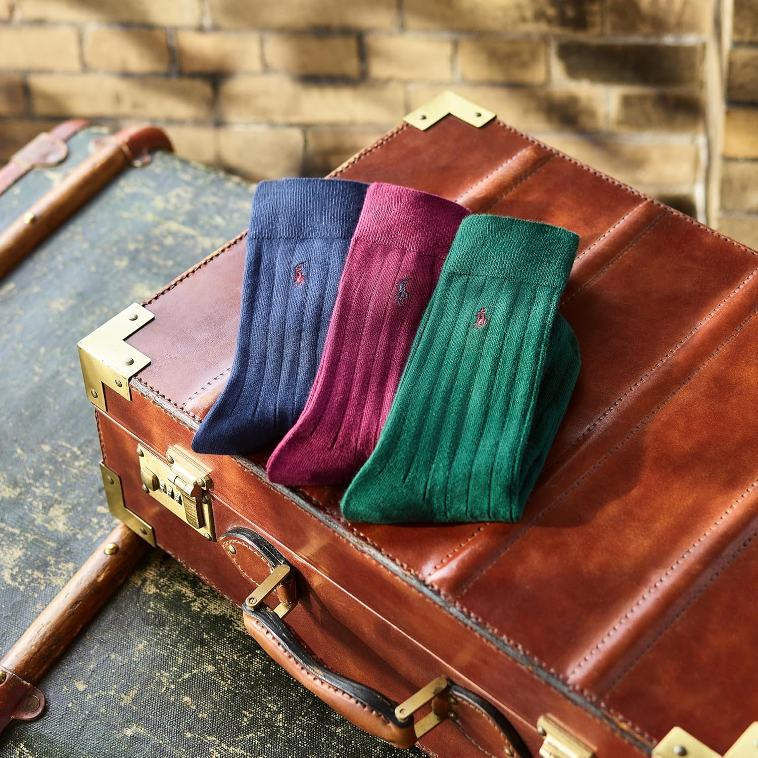POLO RALPH LAUREN мужские носки-следки из египетского хлопка с рубчиком и вышитым пони - упаковка 1 пара, Black — фото 4