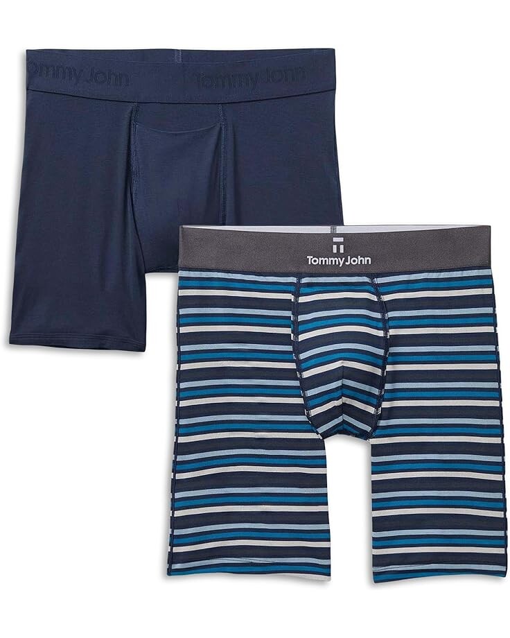 

Боксеры Tommy John 6" Boxer Brief, цвет Dress Blues Globe Stripe/Dress Blues