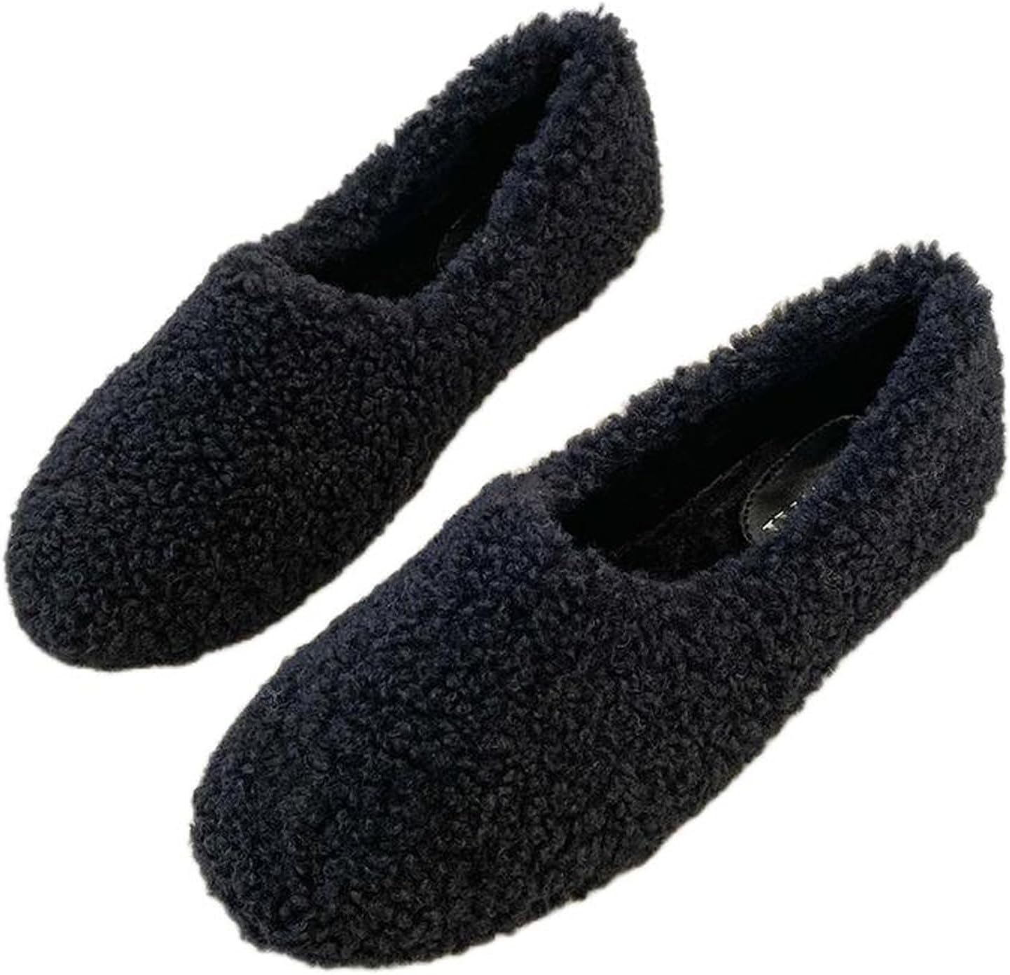

Женские и мужские плюшевые тапочки, хлопковые тапочки, тапочки с круглым носком, плюшевые шерстяные тапочки, мягкие тапочки с подогнутым краем, легкая домашняя обувь, тапочки с шерстяной подкладкой, удобные лоферы Generic, черный