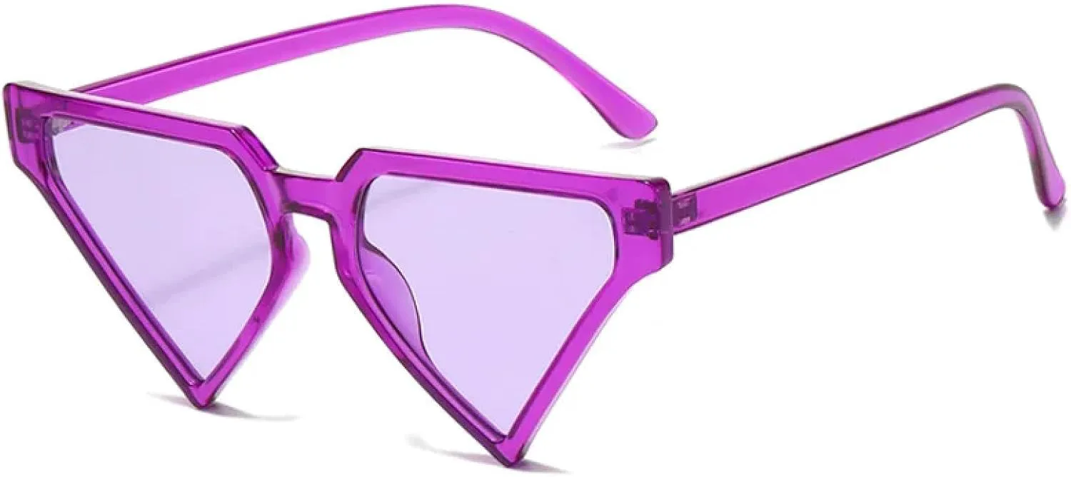 

Маленькие треугольные солнцезащитные очки для женщин и мужчин, роскошные, в стиле панк, винтажные, с защитой от УФ-излучения UV400 UATXTAU, Purple-purple