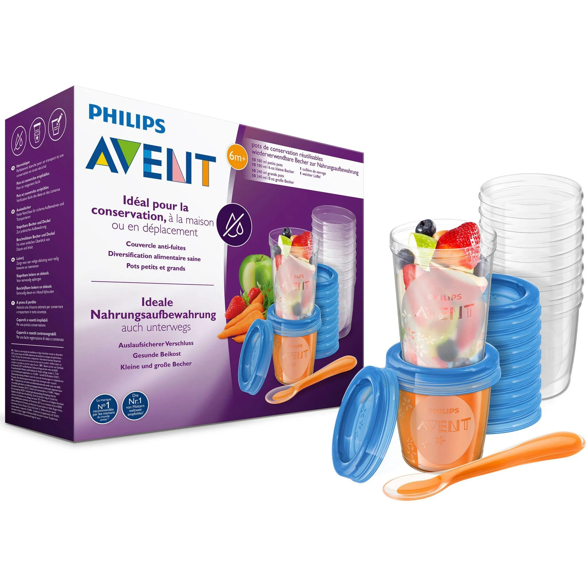 

Система хранения Philips AVENT «SCF721/20», (набор, 41 предмет), для детского питания, белый/синий