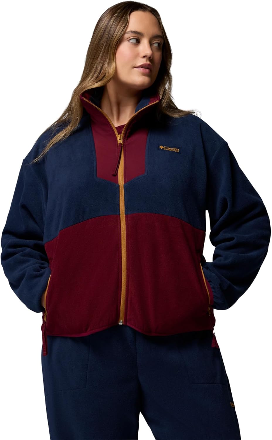

Columbia женская флисовая куртка Sequoia Grove с молнией, Collegiate Navy/Rich Wine/Maple Sugar