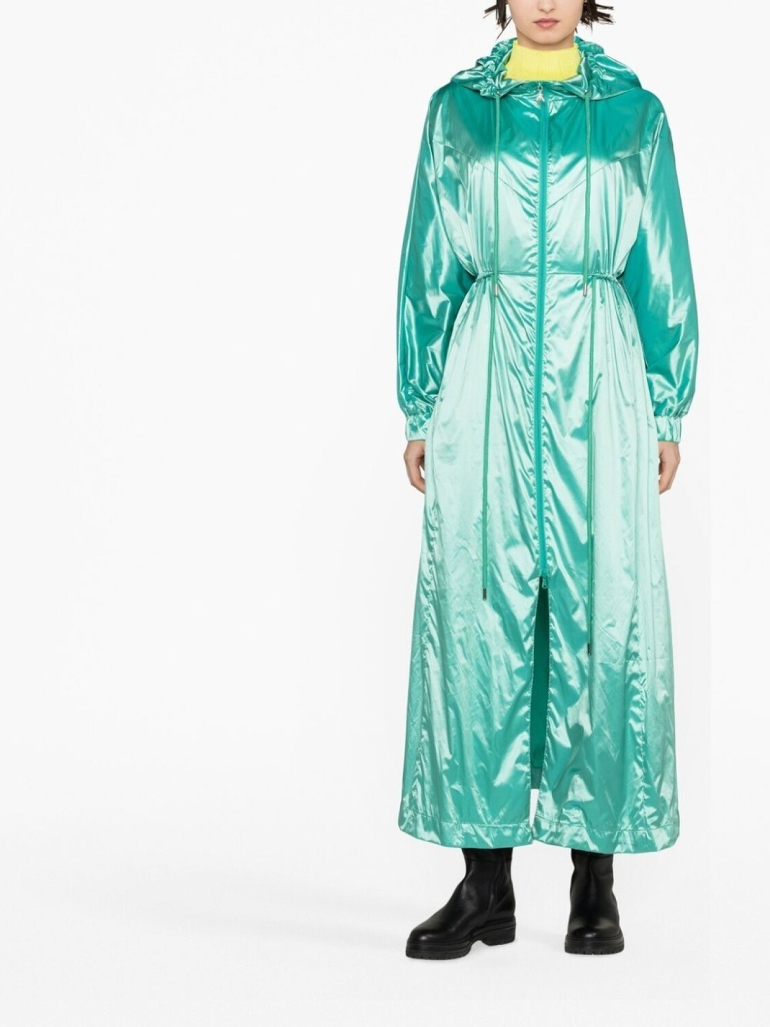 

Patrizia Pepe длинный плащ с капюшоном, зеленый