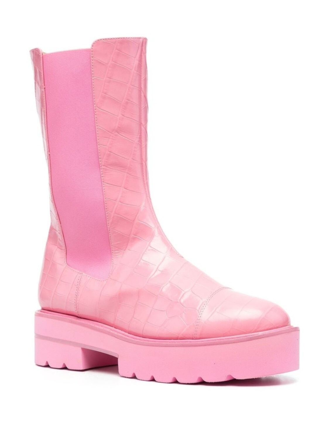 Stuart Weitzman сапоги с тиснением под кожу крокодила, розовый — фото 2