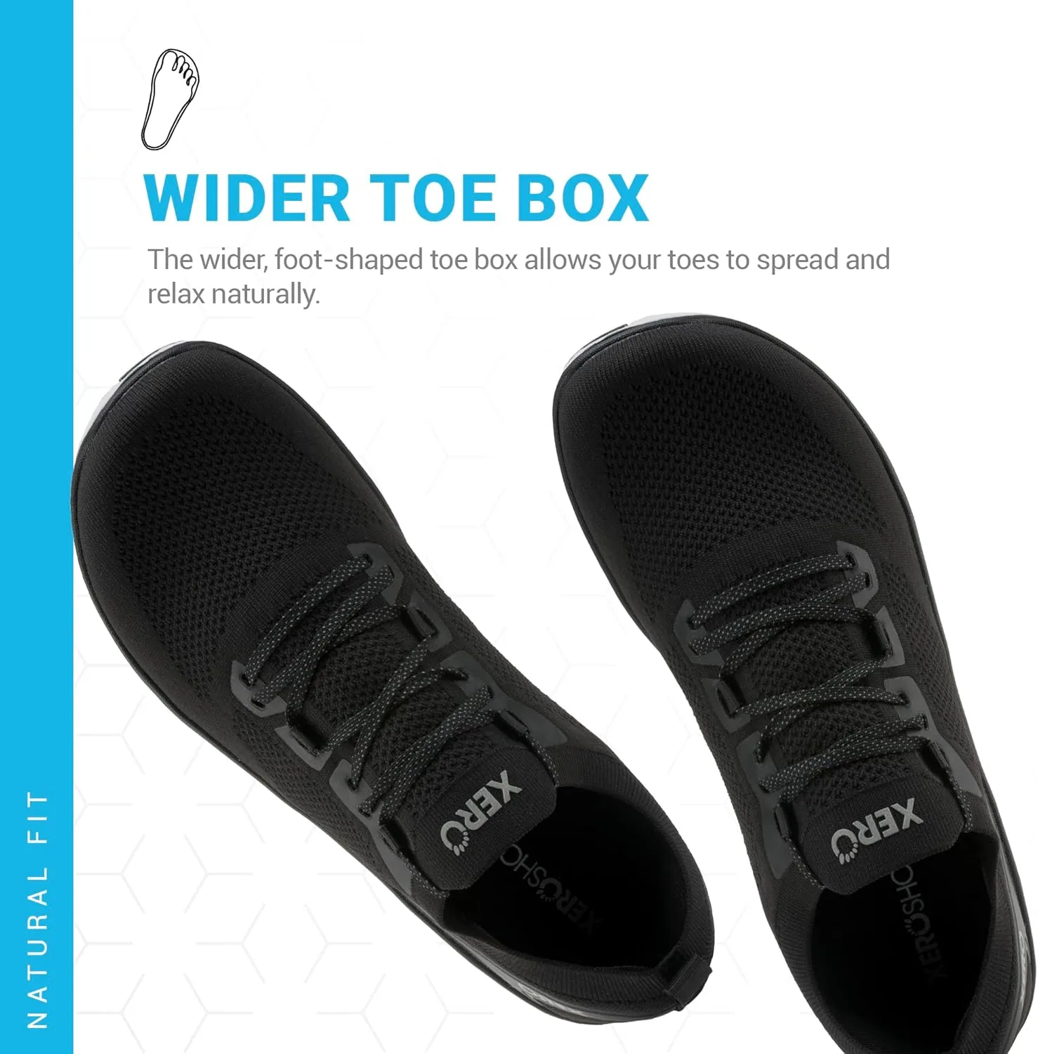 Мужские кроссовки Xero Shoes для ходьбы босиком | Кроссовки Nexus Knit для тренировок | Модные мужские кроссовки с нулевым перепадом высоты подошвы и широким носком | Минималистичный дизайн, черный — фото 2