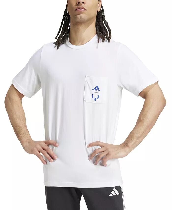 

Мужская футболка с коротким рукавом и круглым вырезом с принтом Лионеля Месси adidas, белый