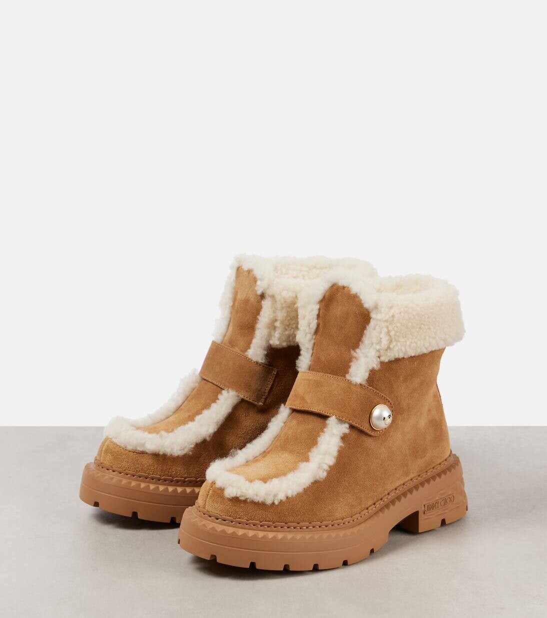 Ботильоны из замши с подкладкой из овчины Ши Jimmy Choo, цвет rattan/natural — фото 4
