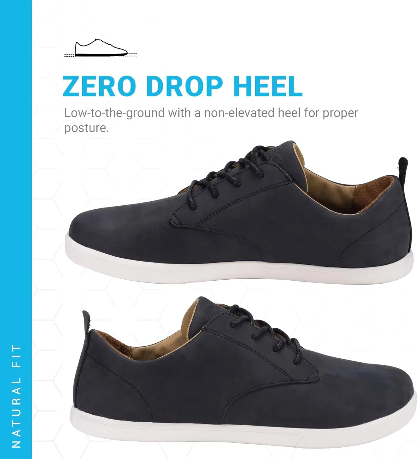Мужские кожаные туфли Xero Shoes Glenn Dress Casual | Минималистичные туфли с широким носком для мужчин, Black White — фото 3