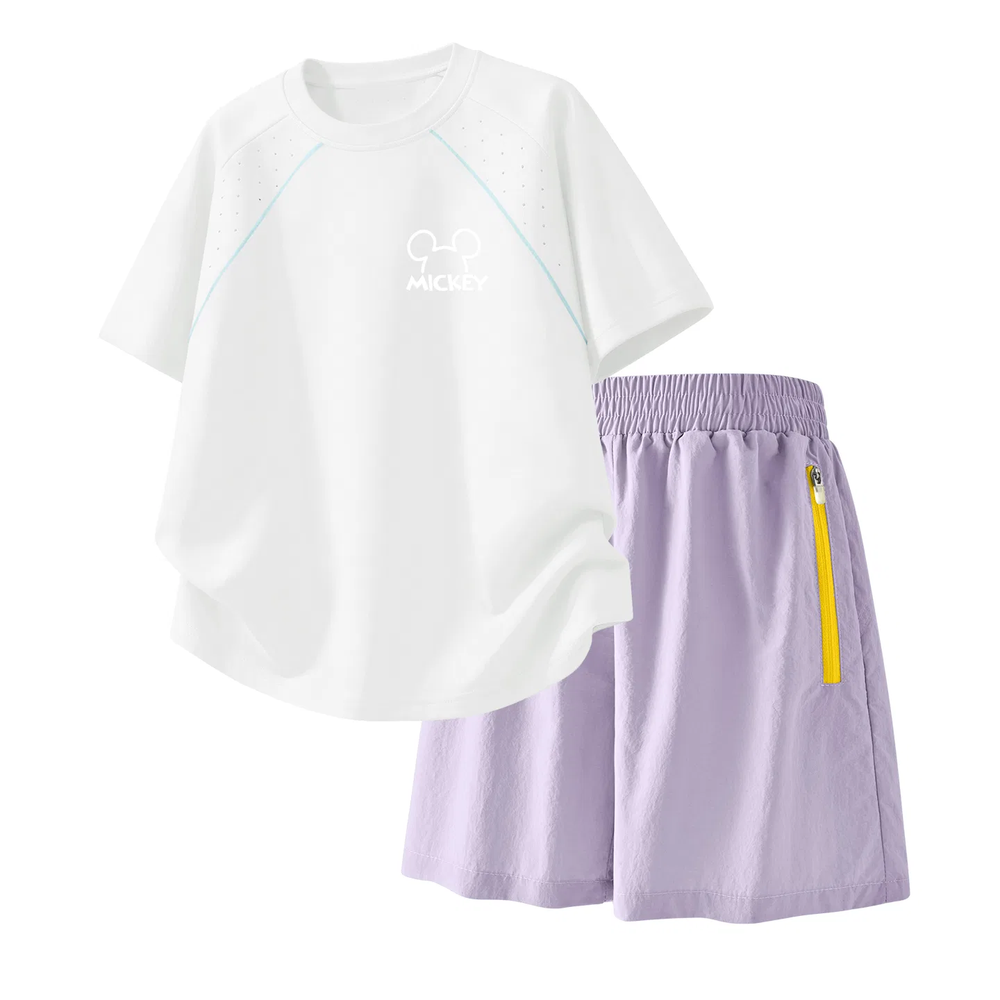 Детский спортивный костюм Casual Sportswear 2 Piece Set Disney, Thick Board Di Line K Milkshake White+Solid Color Taro Paste Purple