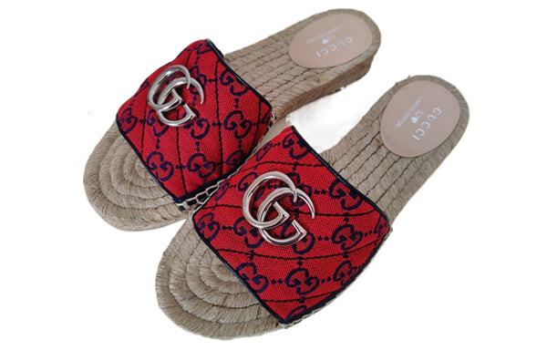 Сандалии gg matelass canvas espadrille sandal 'red' Gucci, красный — фото 3