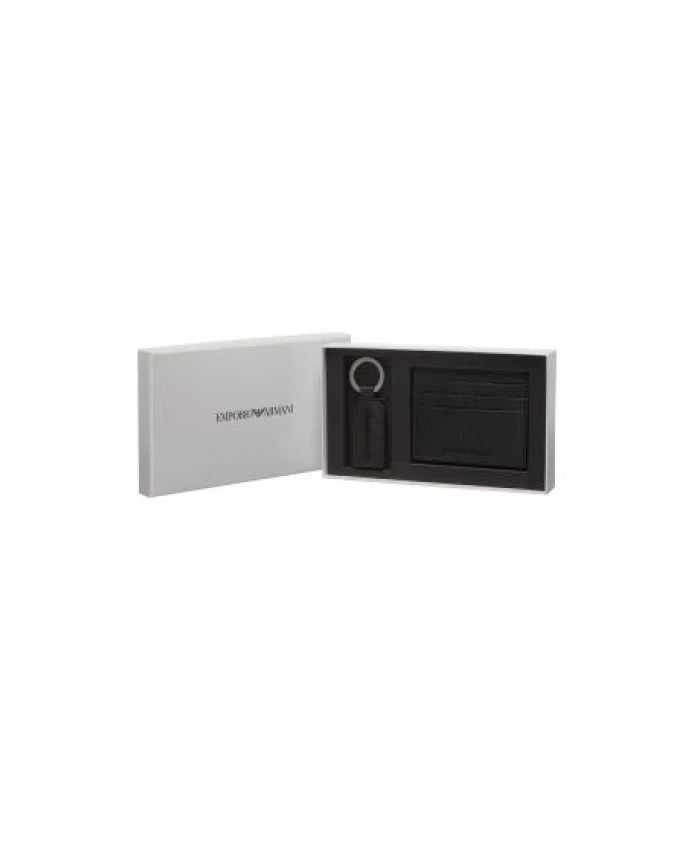 

Кожаный кошелек для карточек Emporio Armani, черный