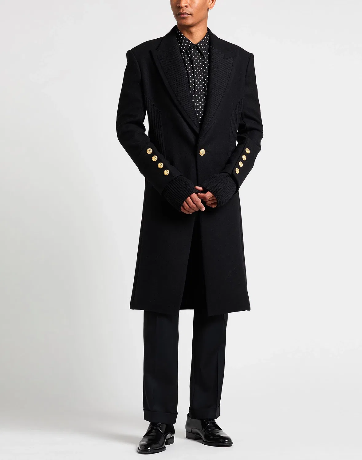 Пальто однобортное из шерсти Black BALMAIN — фото 2