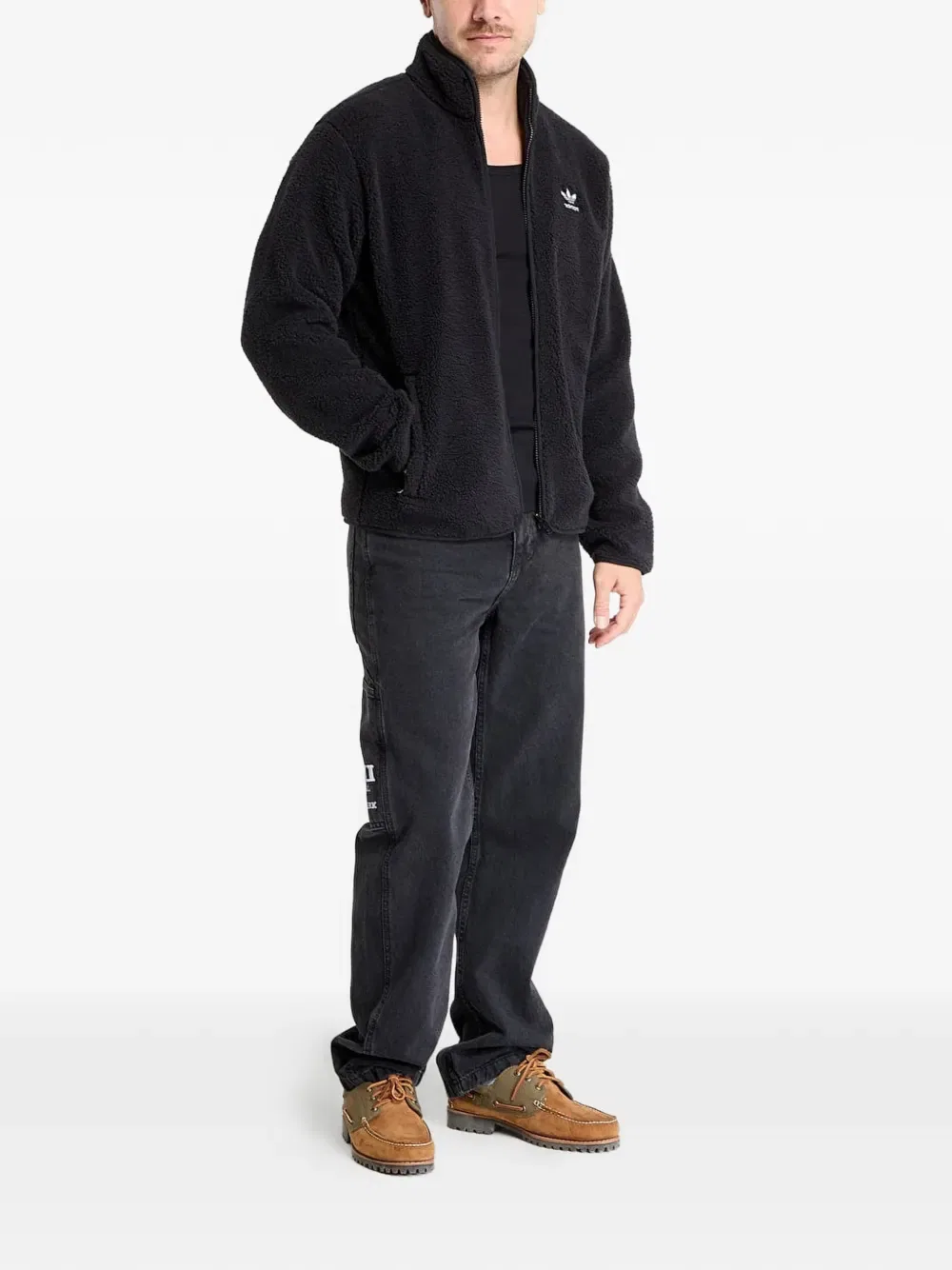 Свитер из плюшевого мишки Trefoil Essentials Adidas, черный — фото 2