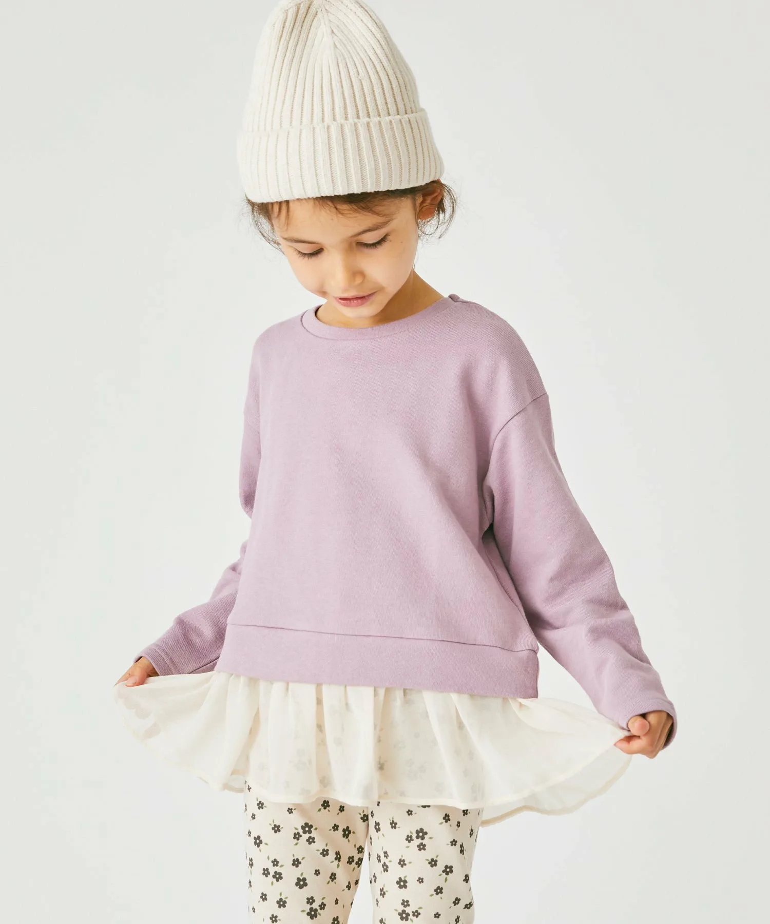Свитшот рюшистый верх Ever Closet, Lavender Beige