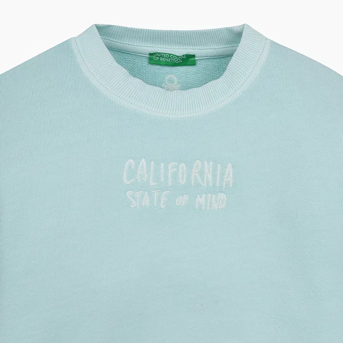 Детский свитшот с пигментным окрашиванием светло-голубой от Benetton Kids — фото 3