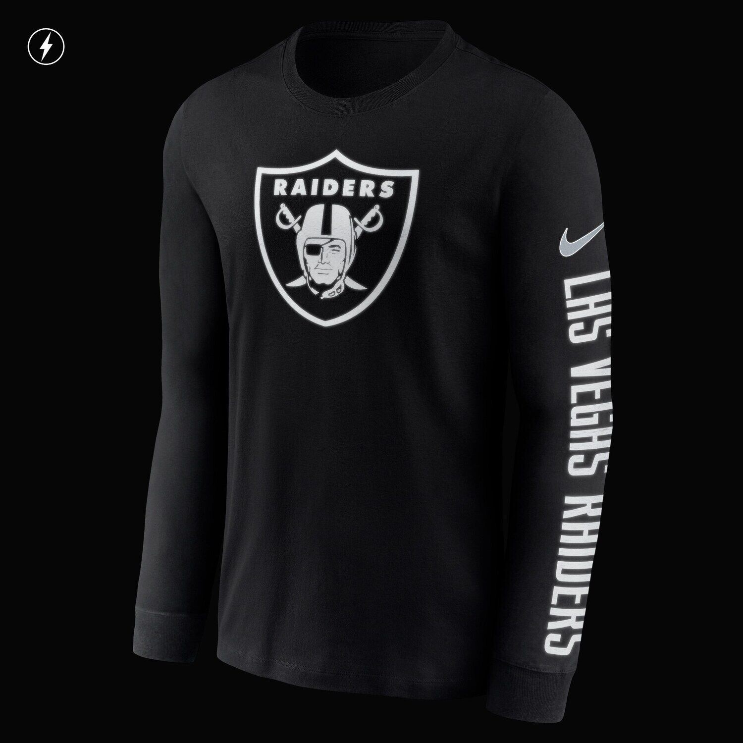 Мужская черная футболка с названием и логотипом Nike Las Vegas Raiders RFLCTV — фото 4