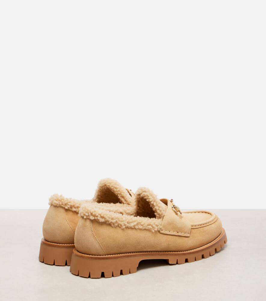 Силке лоферы из замши с отделкой из овчины Gucci, Butterscotch/Butters — фото 2