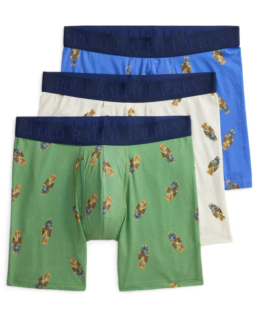 Мужские боксерские трусы, подарочный набор из 3 штук Polo Ralph Lauren, зеленый/синий