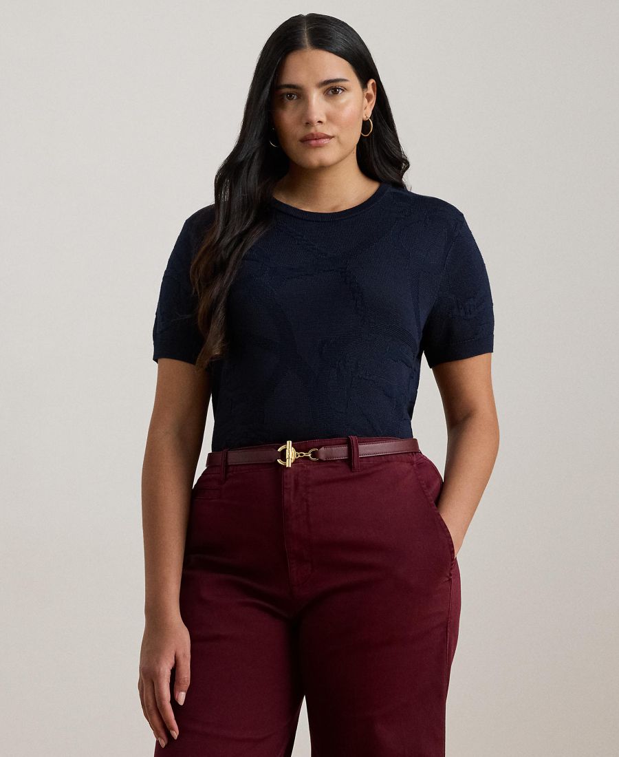 

Свитер большого размера с короткими рукавами и поясом Lauren Ralph Lauren, Lauren Navy