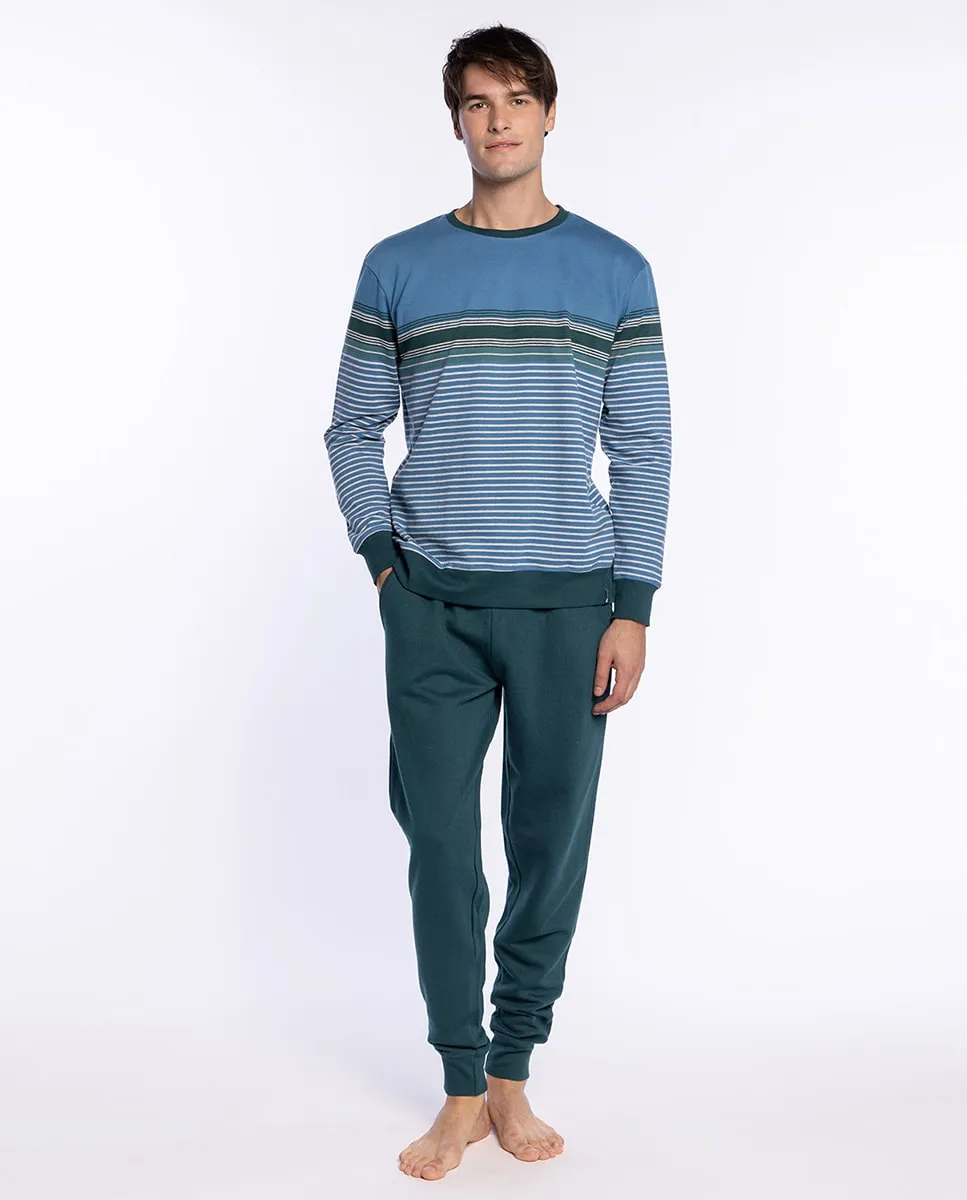 

Мужская длинная пижама трикотажная Punto Blanco, синий/зеленый