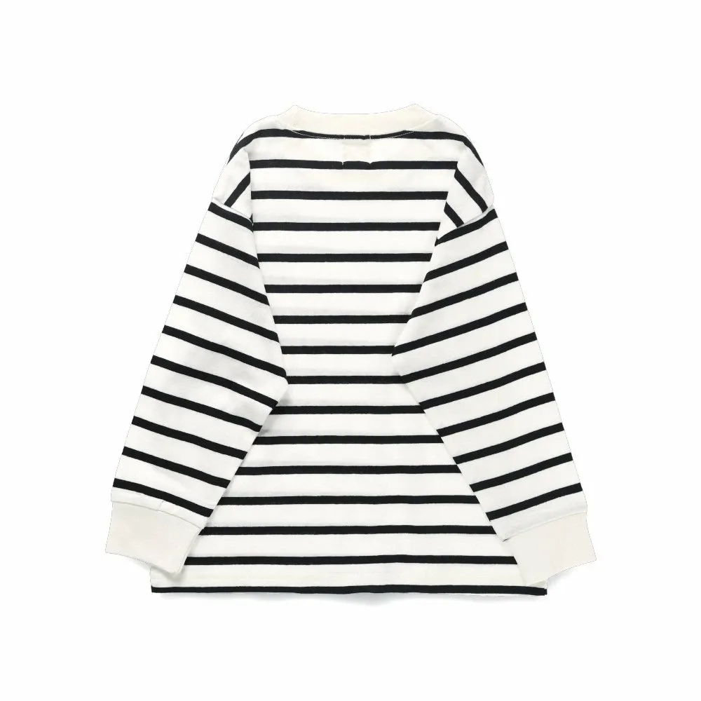Полосатая футболка с длинными рукавами и петлей для именной бирки. Branshes, off white — фото 2