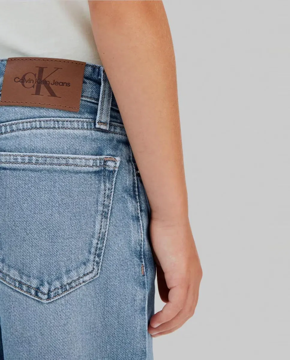 Джинсы для девочки с широкими штанинами Calvin Klein, синий — фото 4