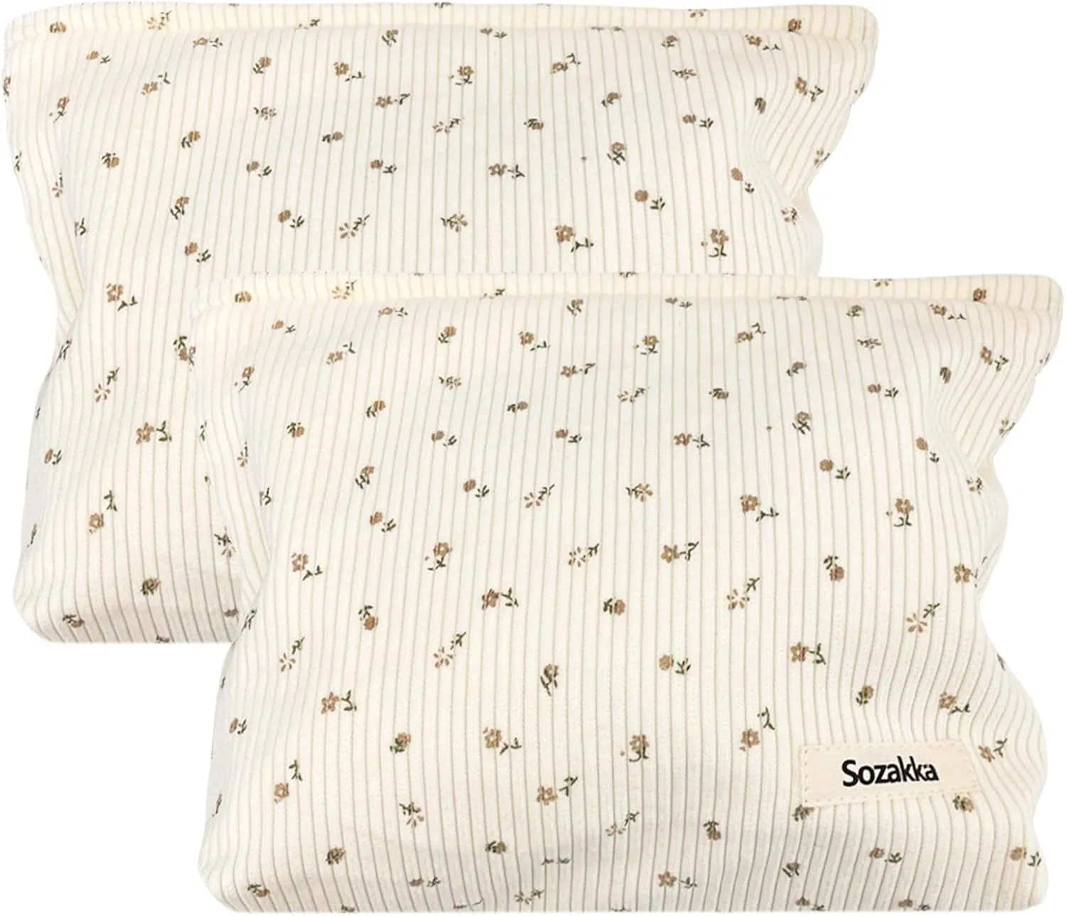 Набор из 2 женских косметичек из вельвета No brand, Beige 4