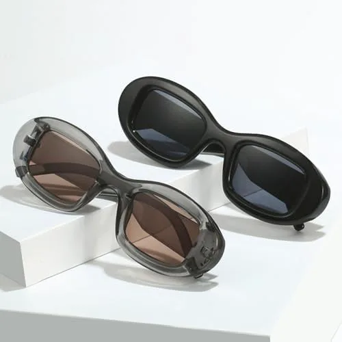 

Овальные солнцезащитные очки 2027 года для женщин, конфетные оттенки, защита от УФ-излучения UV400, ретро-стиль, мужские солнцезащитные очки MTZJH, Black Gray