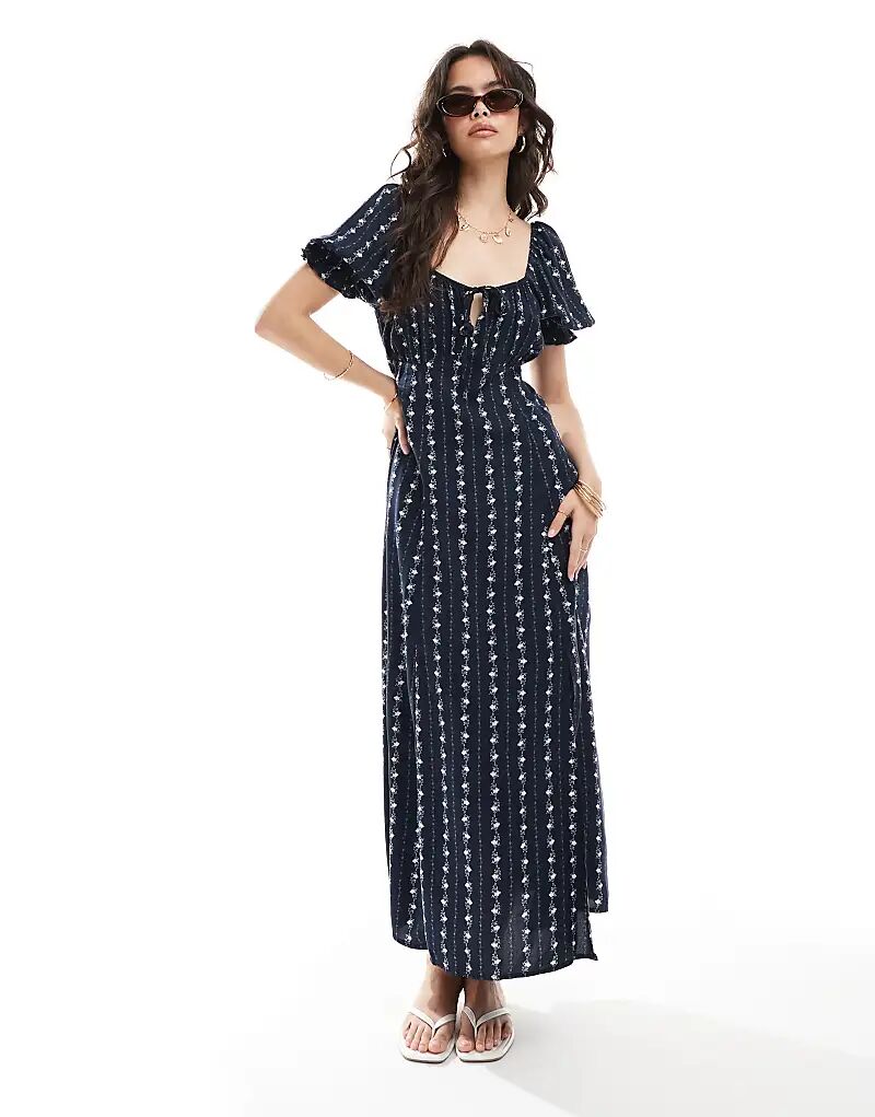 

Платье Miss Selfridge Spun Tea Dress в полоску синего цвета с обоями