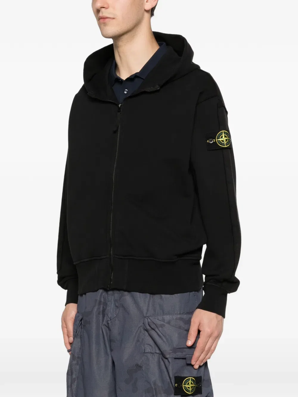 Толстовка на молнии с нашивкой с логотипом Stone Island, черный — фото 3