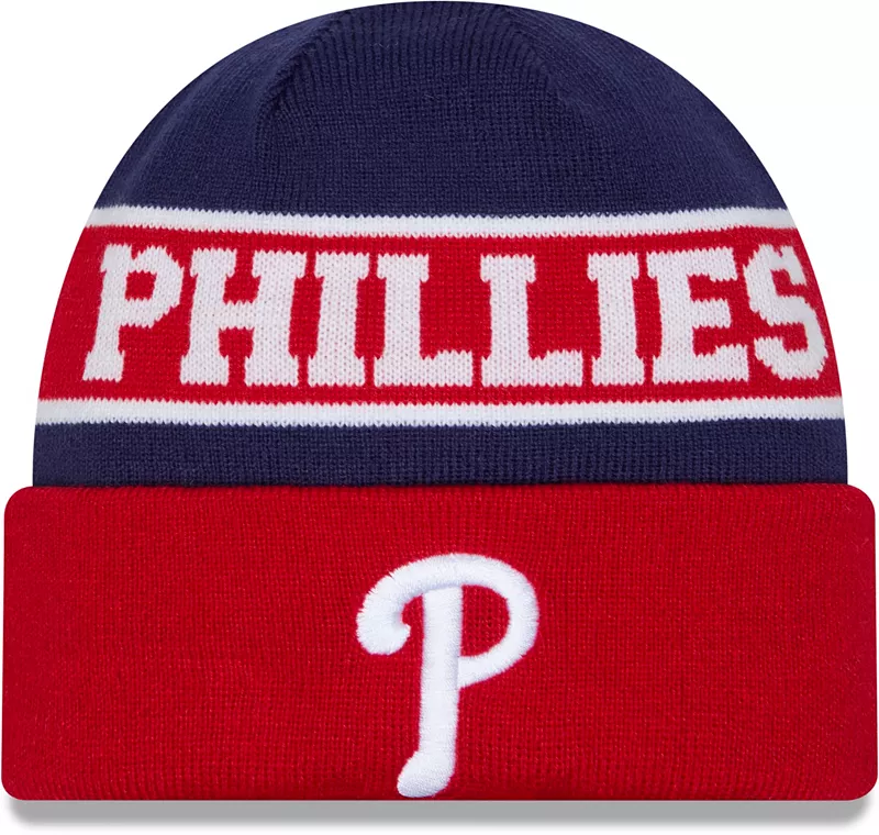 

Красная вязаная шапка New Era Philadelphia Phillies с обратными манжетами
