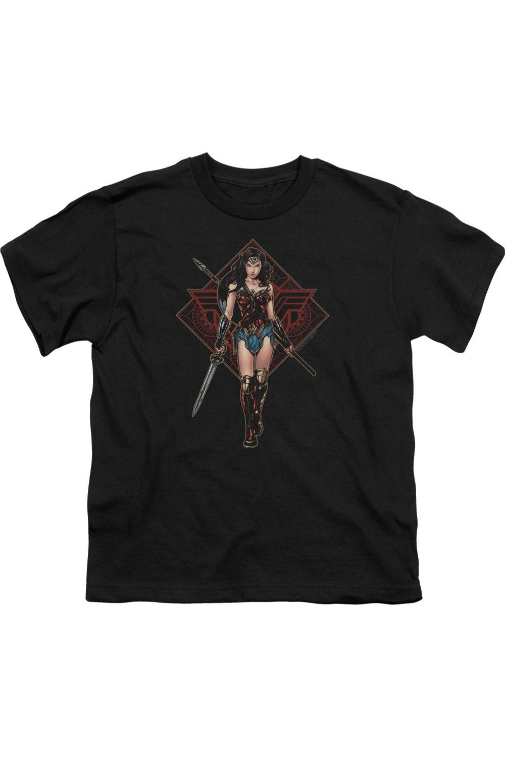 

Футболка с коротким рукавом для детей "Чудо-женщина: Воительница" Gildan, черный
