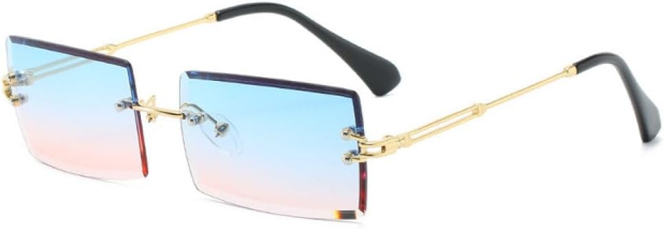 

MUTYNE Модные маленькие прямоугольные солнцезащитные очки, стильные женские и мужские, без оправы, для велоспорта, ретро, ​​защита от УФ-излучения UV400, C11 Blue Pink