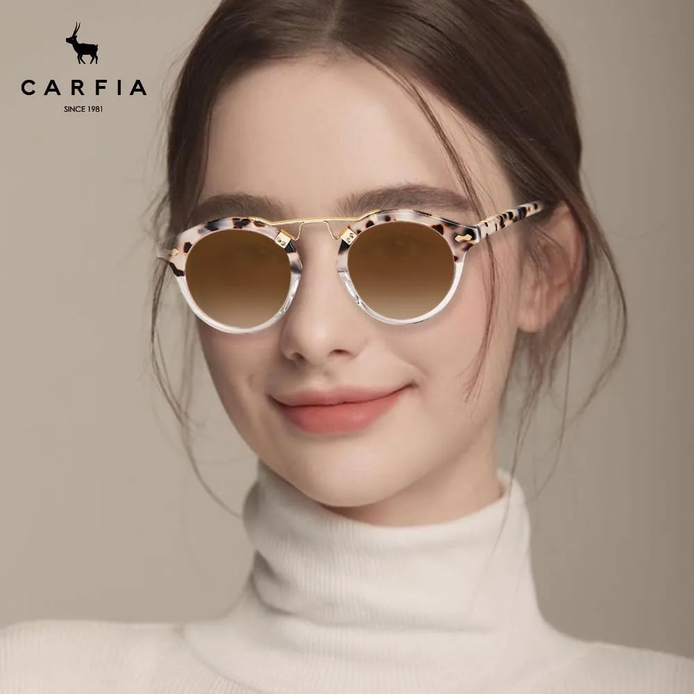 

Солнцезащитные очки CARFIA Small Face Acetate Double Bridge для женщин, поляризованные, с защитой от УФ-излучения, в стиле ретро с металлическими перемычками, круглые