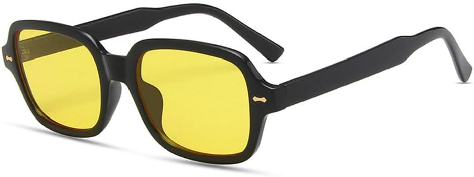 

Популярные модные маленькие прямоугольные солнцезащитные очки для женщин в стиле ретро с заклепками, яркие цвета, мужские солнцезащитные очки UV400 generic, Black Yellow