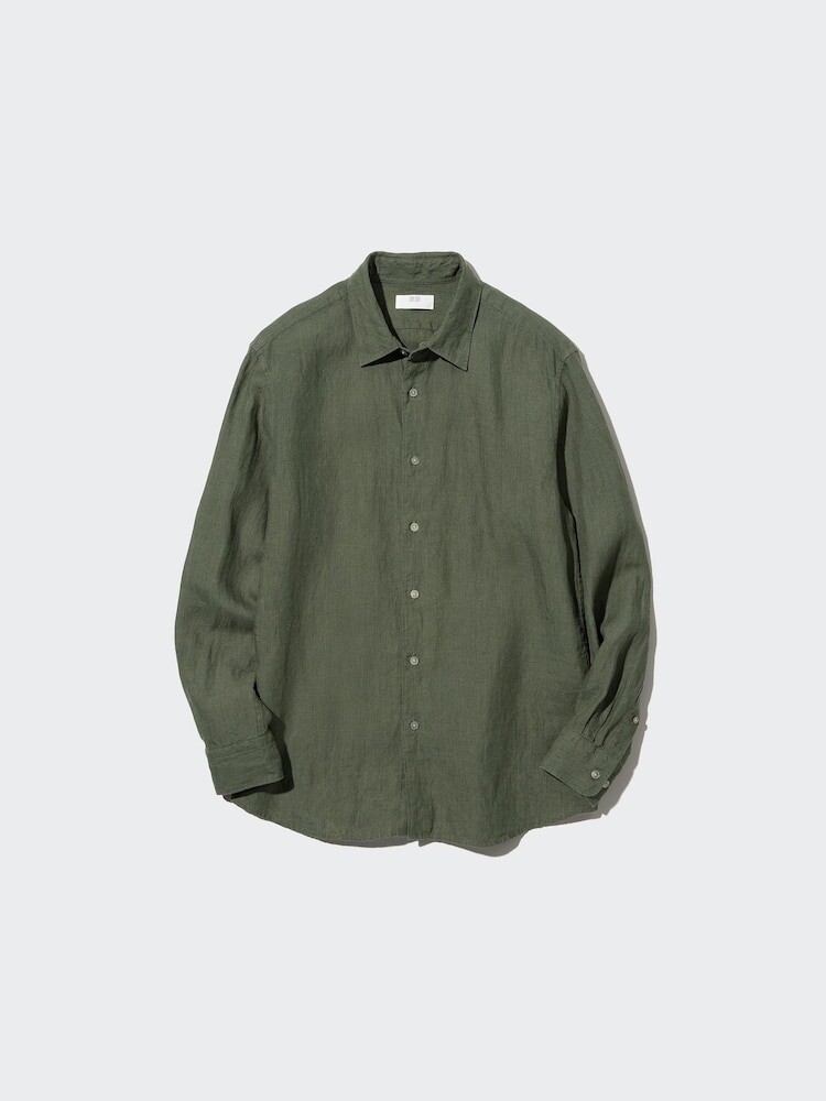 

Рубашка из 100% льна премиум-класса Uniqlo, цвет 57 зеленый