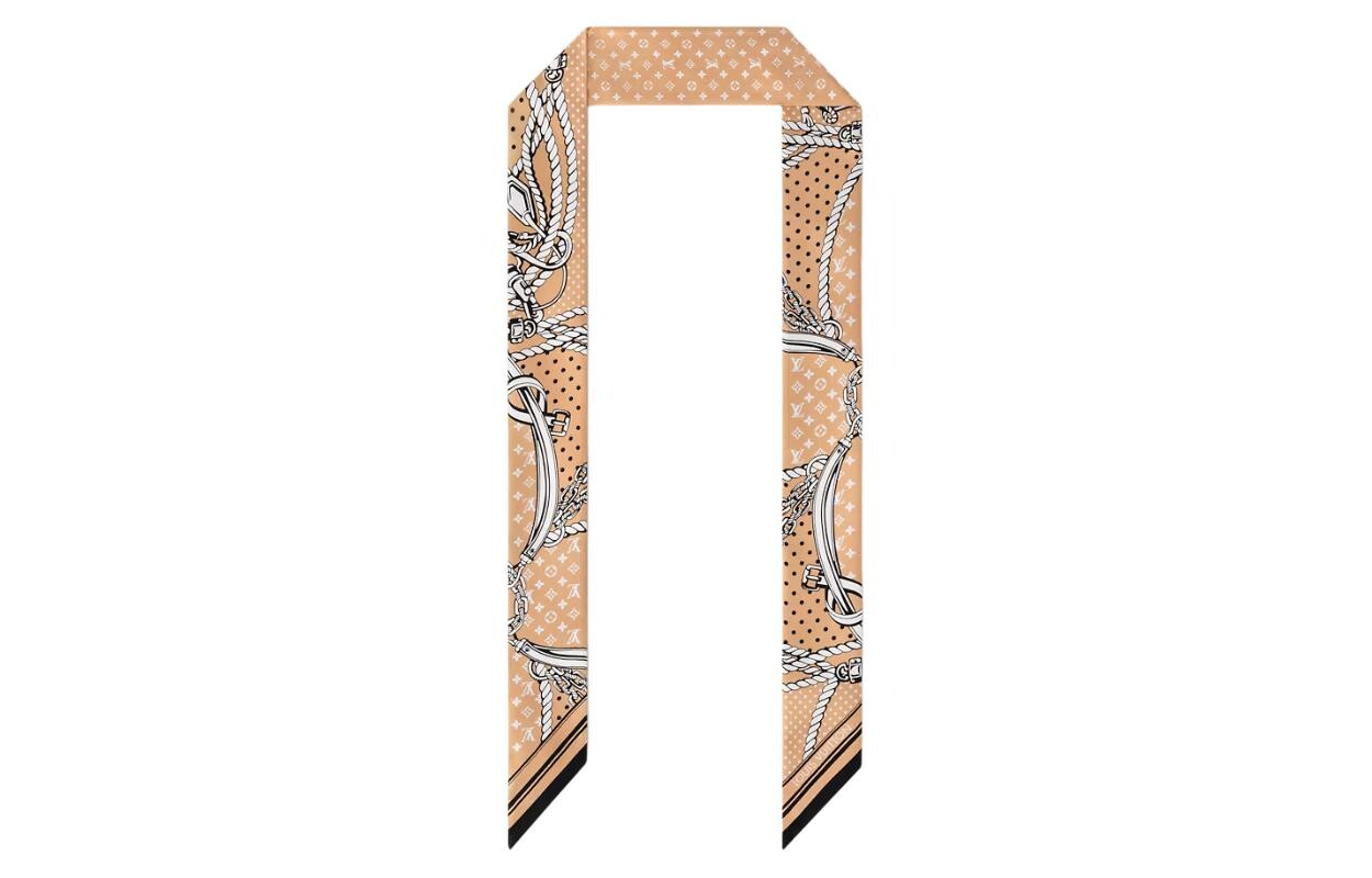 

Шарф шелковый Louis Vuitton женский, бежевый / черный