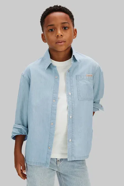 Рубашка хлопковая Calvin Klein Jeans, синий