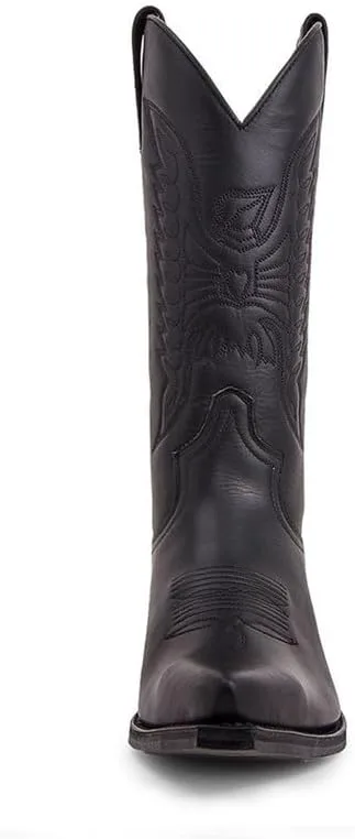 

Мужские западные ботинки с классической вышивкой в стиле ковбойских для мужчин, ретро, с противоскользящей подошвой, заостренным носком, на массивном каблуке, средние по голени, без шнуровки ZZQTBCDKY, черный