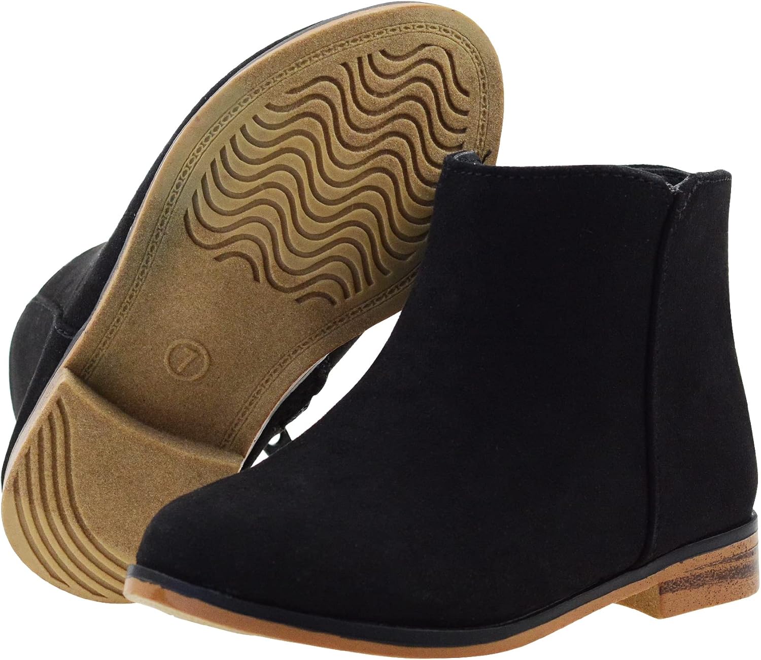 

Детские ботинки FLYFUPPY для девочек, ботильоны на молнии сбоку, короткие замшевые ботинки, модные ботинки для малышей/маленьких/старших детей, Black