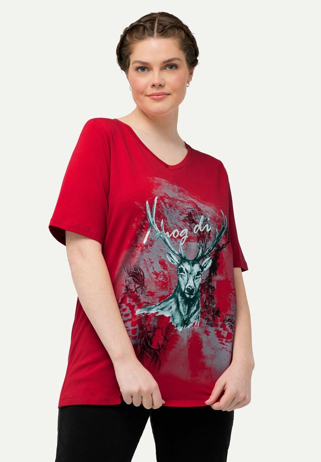 

Футболка с принтом DEER GRAPHIC TEE Ulla Popken, красный